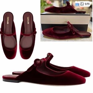 Larroude Blair Women's Velvet Burgundy Flats